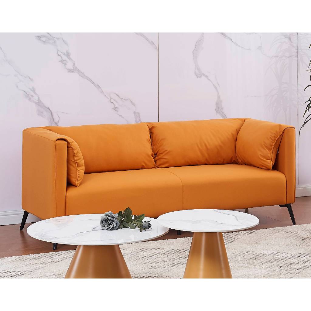 【萊夫家居】JF-161-1：橘色雙人布沙發【台中家具】科技布沙發 兩人沙發 雙人沙發 造型沙發 雙人椅