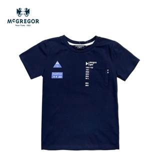 MCGREGOR 瑪格麗格 單面針織休閒短袖圓領T恤-男童款(231706字體印花圖案)