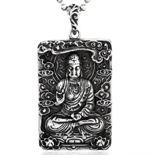 【C10BP8-136】精緻個性方牌宗教如來佛祖鑄造鈦鋼墬子項鍊/掛飾