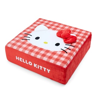 Sanrio 三麗鷗 絨毛方形坐墊 大臉格紋 Hello Kitty 438316