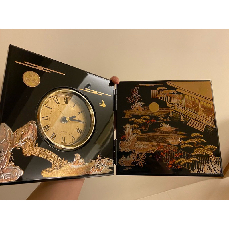 日本代購 MIYABI QUARTZ 漆芸時計 屏風計時 小屏風時鐘 復古時鐘 日式擺飾 裝飾品