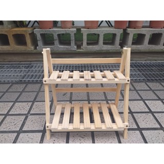 實木製二層折疊花架.書架.置物架.展示架.鞋架.(寬35公分)