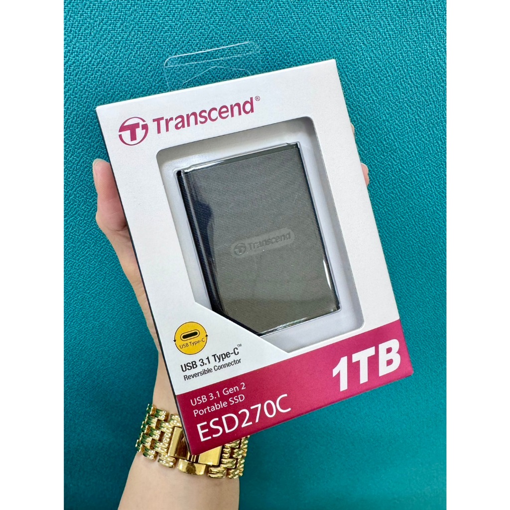 Transcend創見1TB固態硬碟SSD輕薄可攜式外接式硬碟黑ESD270C