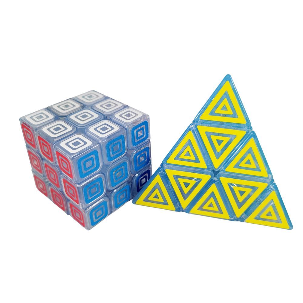 【附發票】永駿 永空間 透明冰藍系列 三階 金字塔 UV印刷 入門款魔術方塊