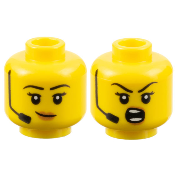 LEGO 樂高 黃色 人偶頭 人偶 女生 新聞 播報 麥克風 雙面臉 3626cpb3178