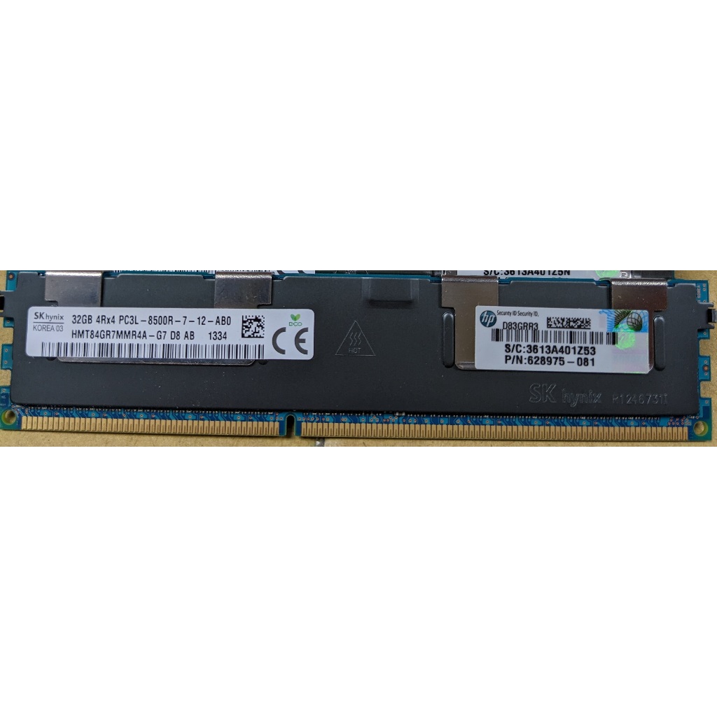 HP-現代 4rx4 PC3L-8500R DDR3  32G 伺服器記憶體