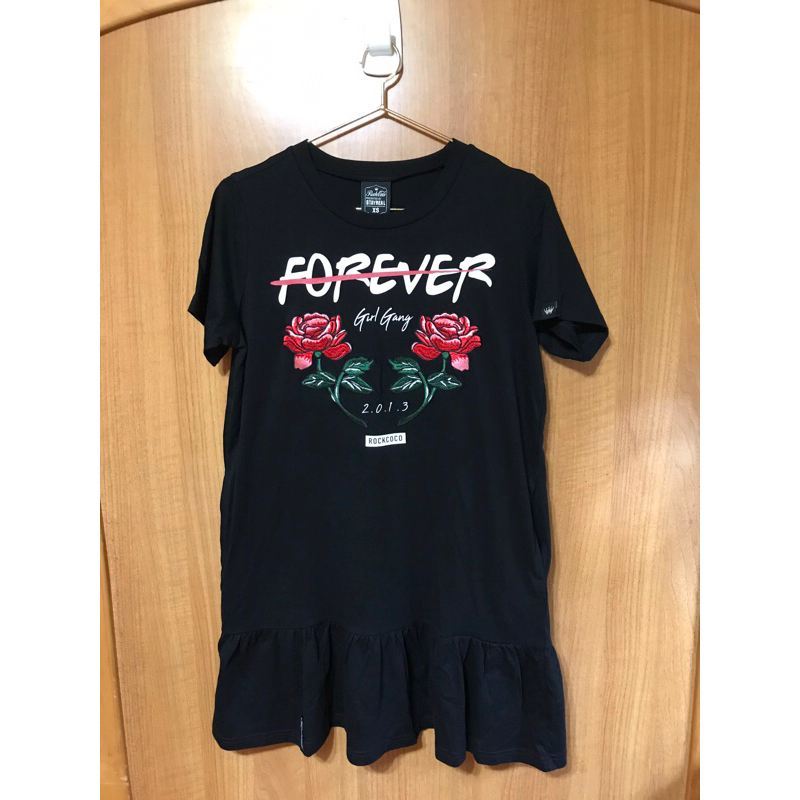 STAYREAL ROCKCOCO forever girl gang 刺繡玫好記憶洋裝 / 長版T恤 XS號