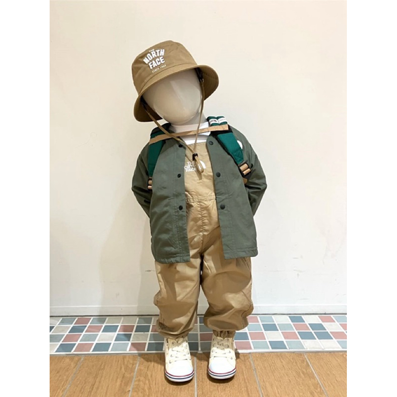 現貨卡其/軍綠80cm/90vm/the north face kids 嬰幼童防曬防潑水2024新款夏日吊帶褲預購