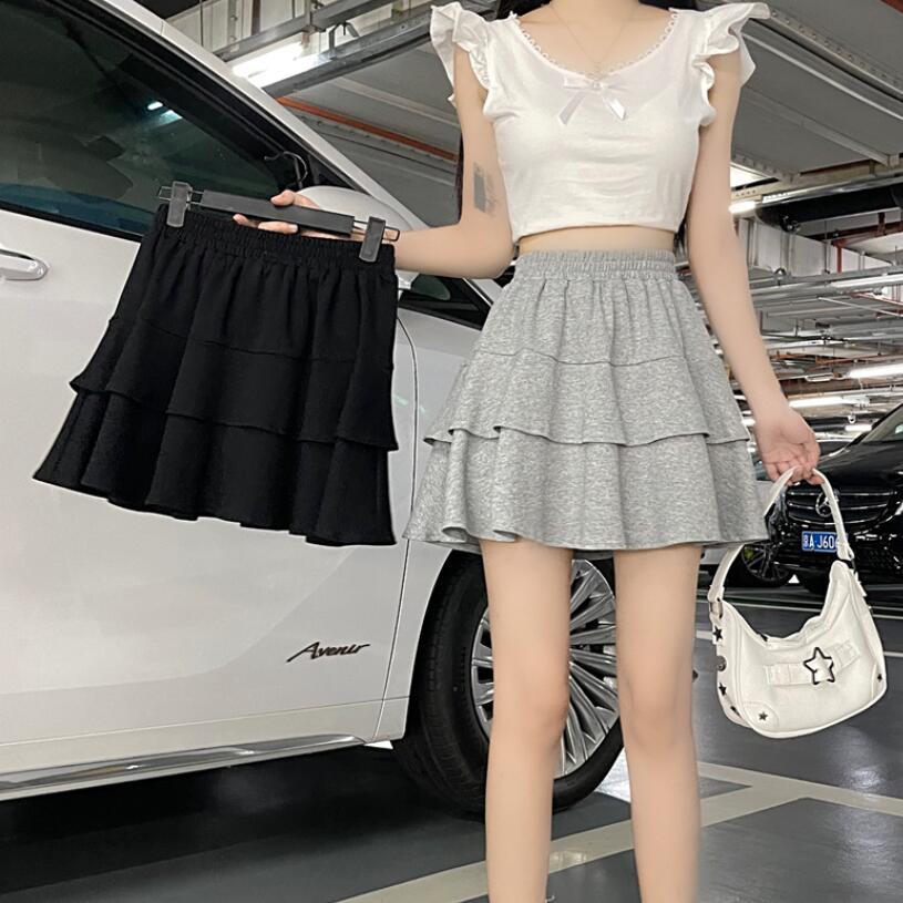 衣時尚 短裙 A字裙 蛋糕裙M-XL新款雙層花邊蛋糕短裙韓系甜美風半身褲裙TCF02-V707.