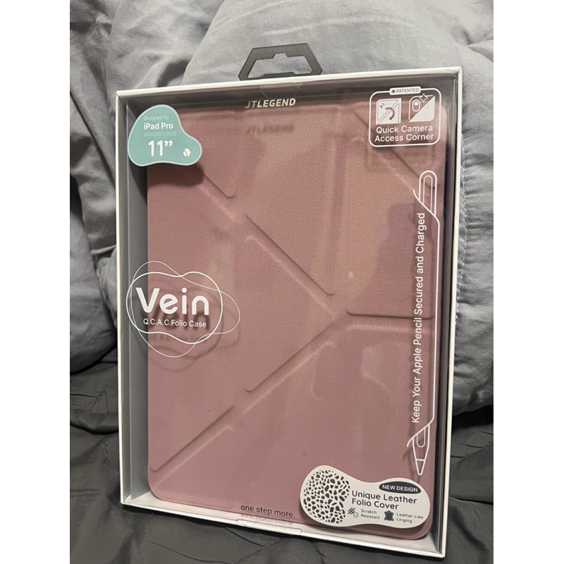 【全新】JTLEGEND iPad Pro 11吋 Vein 相機快取多角度折疊布紋保護殼 乾燥玫瑰