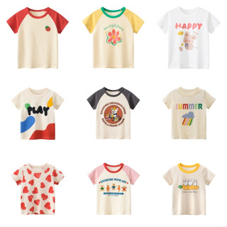 【全店免運】女童短t 純棉材質 圓領 2024夏季新品 兒童短袖T恤 韓國童裝T恤 女童打底衫 女童上衣 中小童T恤
