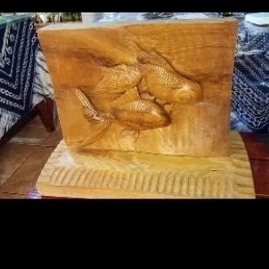 原木雕刻 年年有魚🐟🐟