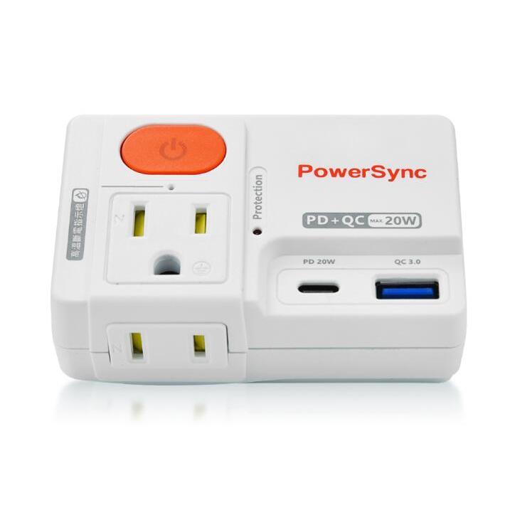 群加 PowerSync 2P+3P 1開2插高溫斷電PD+QC快充壁插 (TCM12Q9)