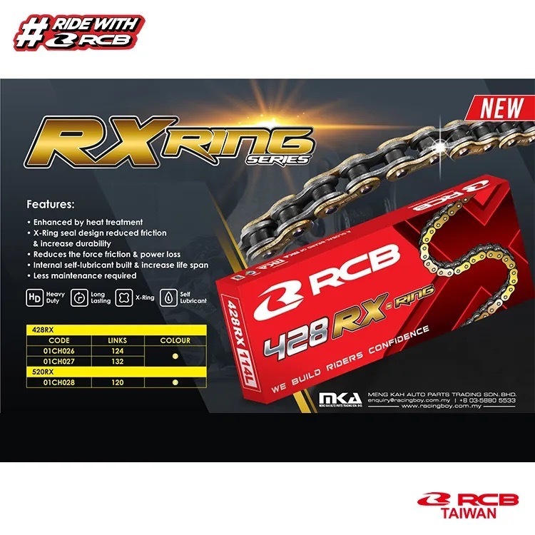 【鉅石】RCB RX Ring 428-132L 黃金油封鏈機車 重車 速克達 大羊 輕檔車 重機 精品改裝 原廠公司貨