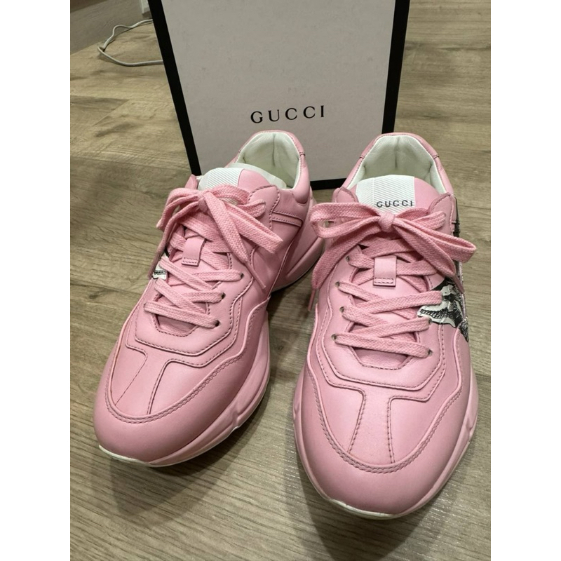 Gucci 粉紅色貓咪老爹鞋 23.5（37）