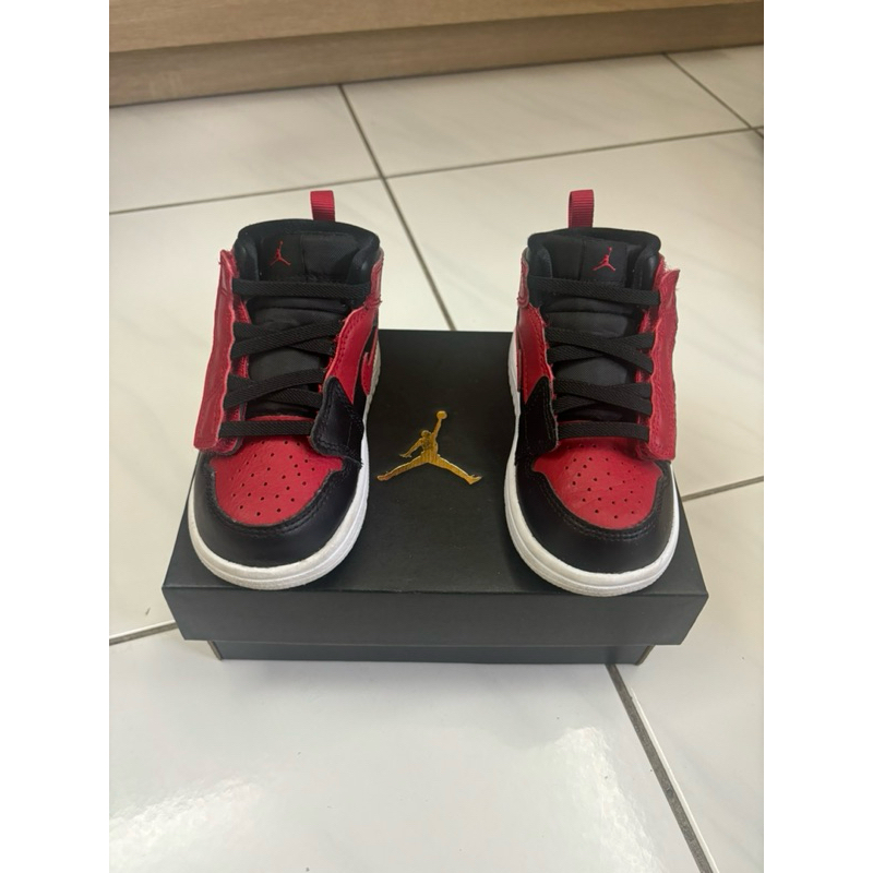 Jordan 1 MID ALT TD 黑紅 童鞋 小童 baby (二手）