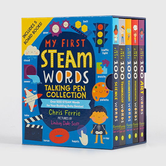 小彼恩全英語童書 小天才的STEAM100詞 套裝5冊 英文原版 點讀版 毛毛蟲點讀筆