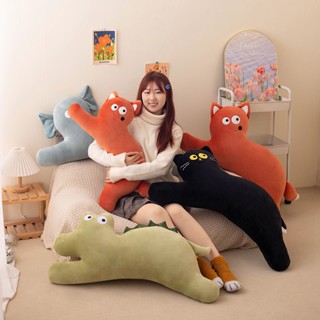 FAT CAT 日韓系精品☆美拉德動物抱枕狐狸絨毛玩具布娃娃黑貓沙發靠墊大象睡覺抱枕鱷魚兒童玩偶生日交換禮物☆批價250