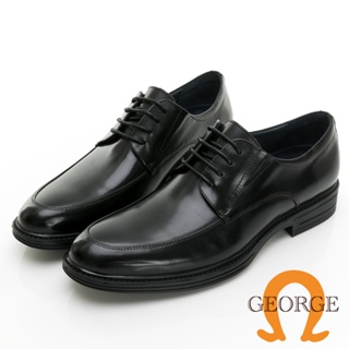 【GEORGE 喬治皮鞋】AMBER系列 U型側切口綁帶微空調紳士氣墊皮鞋 -黑 315032CZ