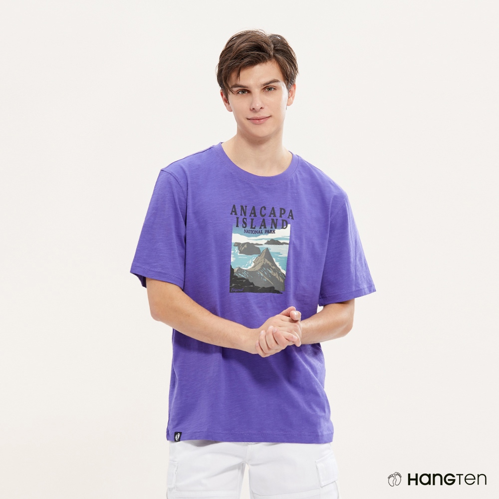 Hang Ten 男裝國家公園島嶼印花短袖T恤(紫)