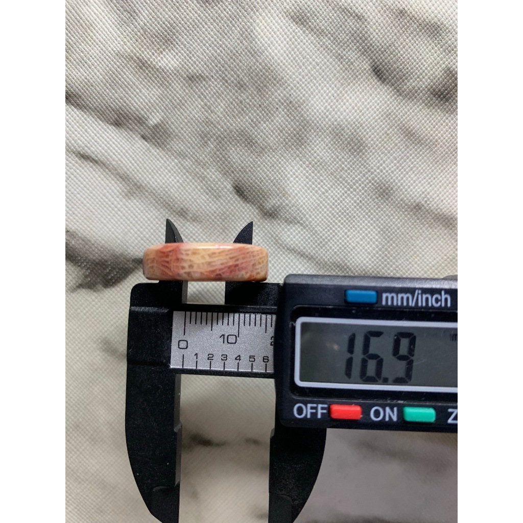 [NANA賣魚]珊瑚玉粉橘細閃鳳尾戒指16.9mm