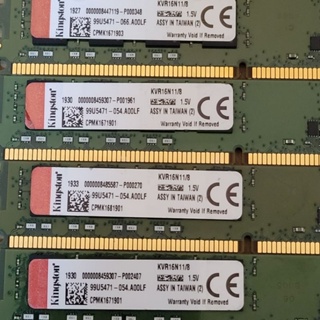 金士頓 kingston DDR3／1600／8G /1.5V桌機記憶體（窄條雙面）終保