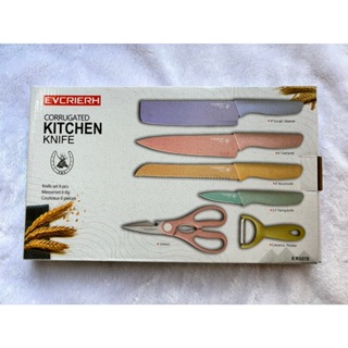 【馬卡龍色刀具六件組】小麥桔梗 菜刀、麵包刀、刨刀、剪刀、廚師刀、水果刀