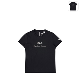 【FILA】女性 短袖 運動圓領T恤-黑色 5TEX-1861-BK