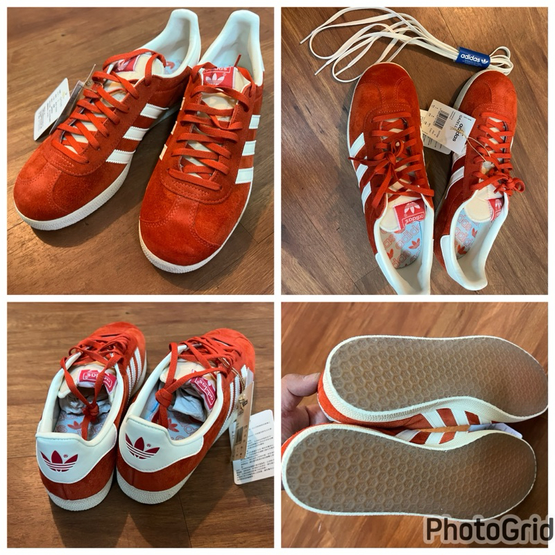 adidas愛迪達Gazelle復古休閒鞋US9.5號.橘紅麂皮(GY7339)原價3490元`2280直購含運