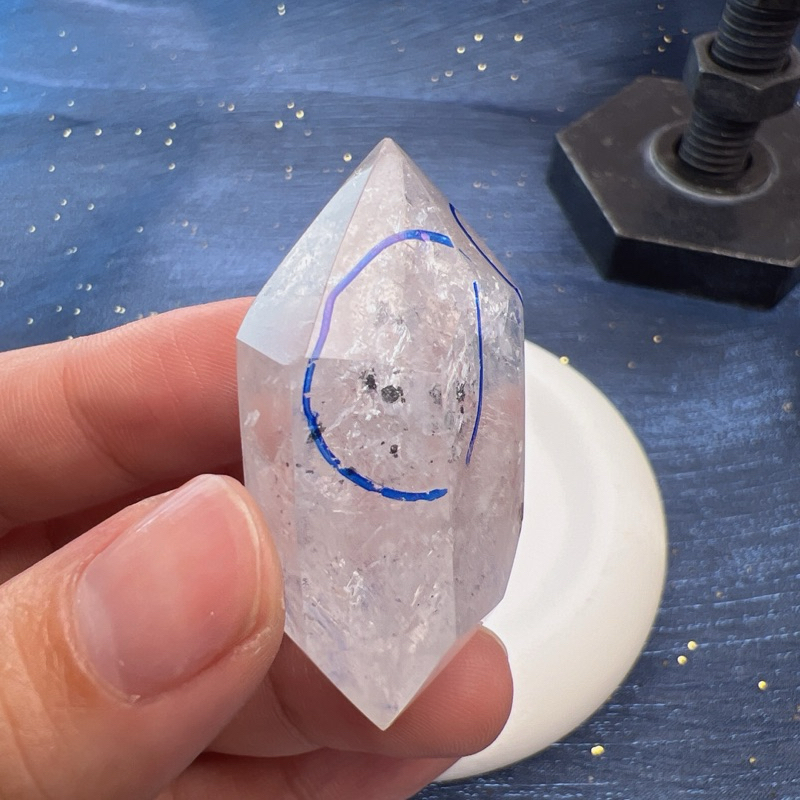閃靈水晶帶水膽流沙天然水晶能量水晶（已打磨）-424