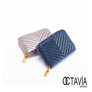 OCTAVIA 8 真皮- 小羊皮V紋車線卡片零錢鑰匙小包
