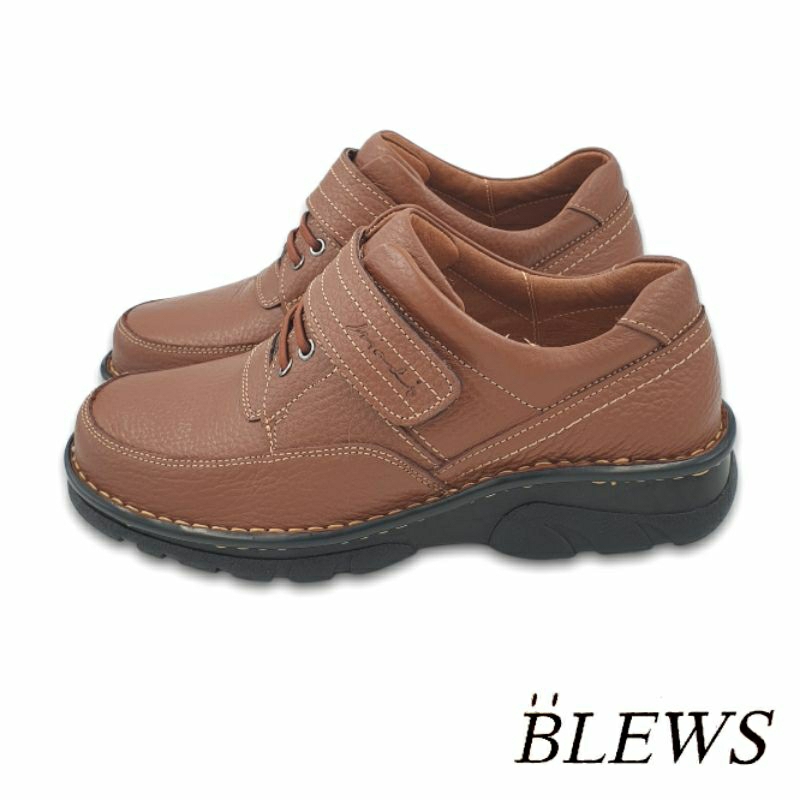 【MEI LAN】BLEWS (男) 真皮 蜂巢式 專利 核心 雙氣墊鞋 休閒鞋 舒適 減壓 台灣製 6268 棕