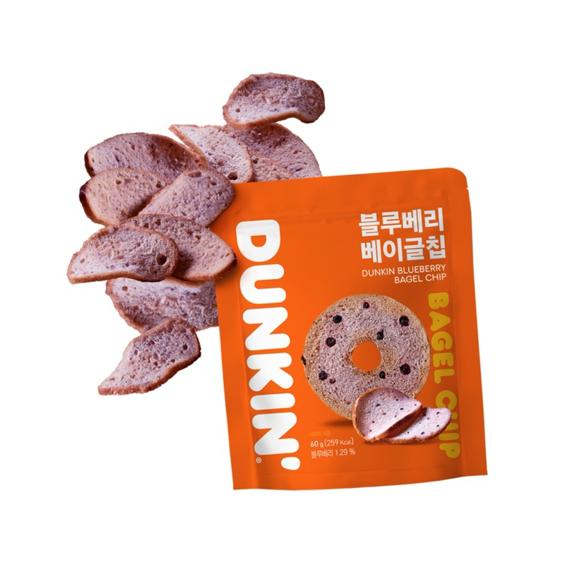 蝦皮最低價🥯韓國🇰🇷 現貨 低卡零食 DUNKIN DONUTS 貝果脆片, 餅乾 藍莓口味60g