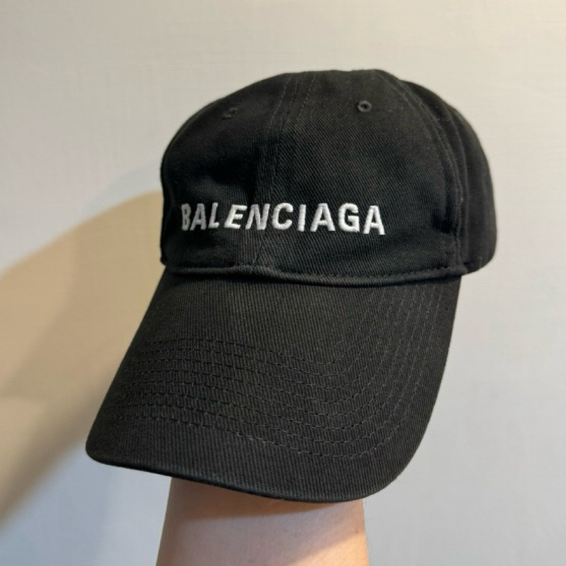 Balenciaga 巴黎世家 Logo 基本款 老帽 棒球帽 可調 魔鬼氈 黑色
