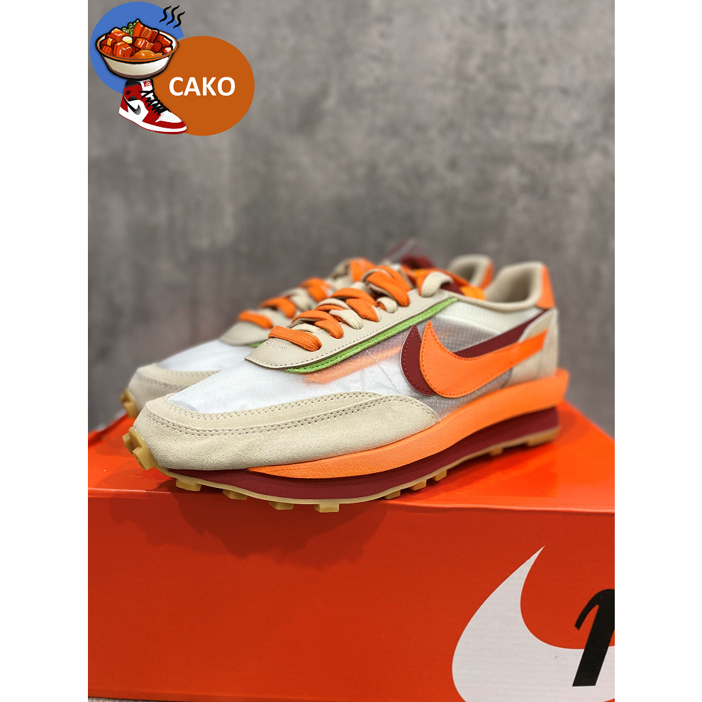【CAKO】Clot x Sacai x Nike LDWaffle 橘紅 麂皮 聯名 死亡之吻 dh1347-100