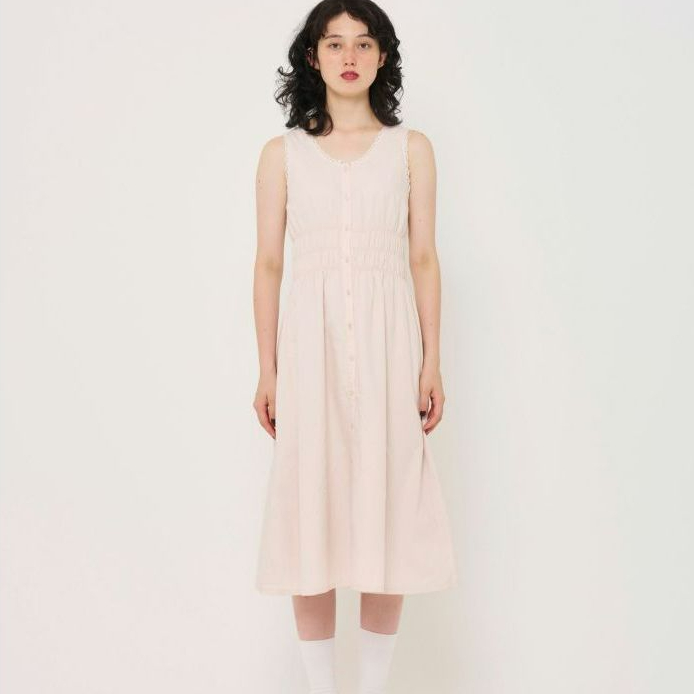 TINA：JOJUN 腰部鬆緊設計棉質連身裙 全2色 日系 單品｜tnj331-0708【2】