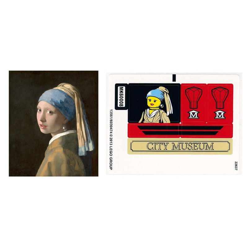 LEGO 樂高 60008 博物館 名畫 &lt;戴珍珠耳環的少女&gt; 貼紙 全新品, 參考 警察 竊賊 小偷 警車