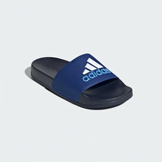 adidas adilette shower k 中大童休閒拖鞋-藍黑-ie2607