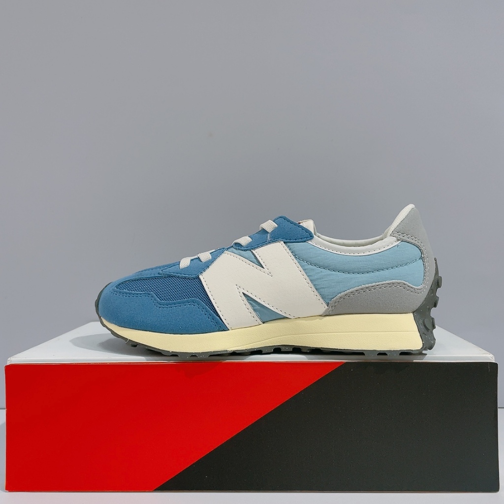 New Balance 327 中童 藍色 IU同款 寬楦 復古 奶油底 麂皮 拼接 運動 休閒鞋 PH327RA