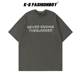 【K-2】NEVER ENDING 金屬英文 質感 簡約短T 短袖上衣 穿搭 男女不拘 休閒 寬鬆【HT047】