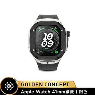 Golden Concept Apple Watch 41mm 銀錶框 黑橡膠錶帶 WC-SPIII41-SL-BK