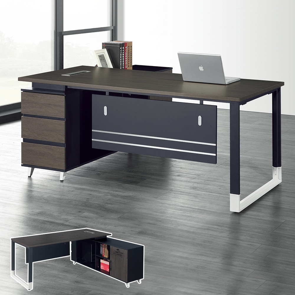 Boden-約克6尺L型主管辦公桌組合(辦公桌+側邊收納櫃)(正反向可選)