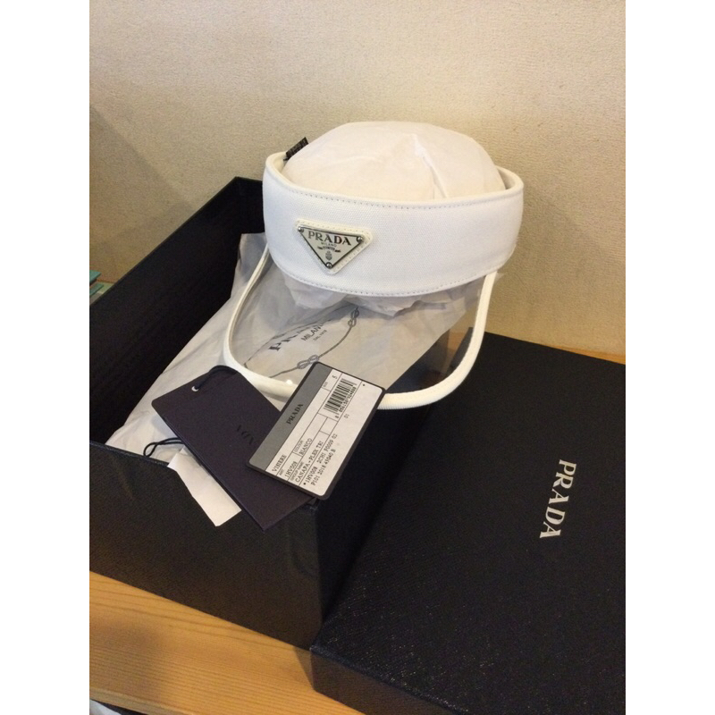 [二手] 正品 PRADA visor hat 透氣遮陽帽 運動帽 防曬帽 太陽帽 空頂帽 遮陽帽 尺寸 S (偏大)