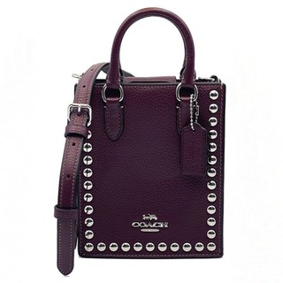 COACH 經典 LOGO鉚釘手機小斜背琴譜包(紫)
