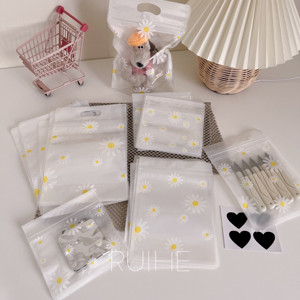 ✨台灣現貨✨小花夾鏈袋 自封袋 手提自立袋 禮物袋 收納袋  密封袋 生日禮物袋  幼兒園禮物袋小號雜物包裝整理袋