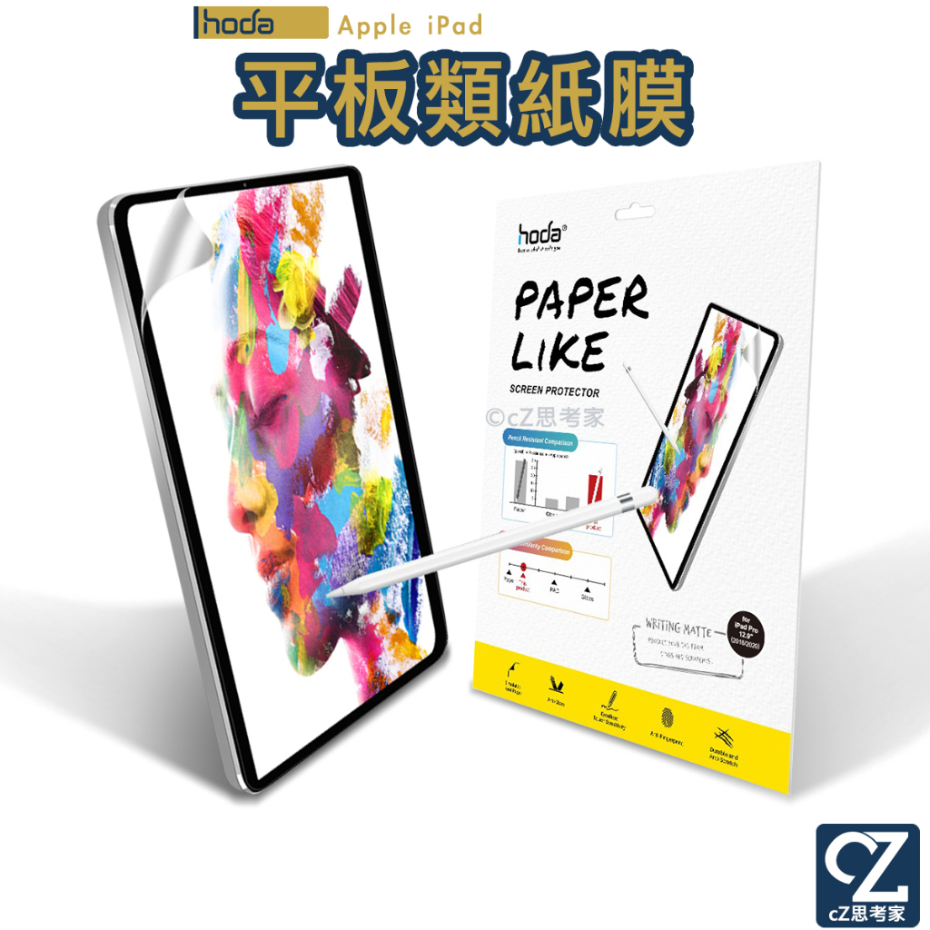 hoda 類紙膜 iPad Pro 12.9吋 11吋 Air4 仿真肯特紙質感 平板繪圖用 保護貼 螢幕貼 思考家