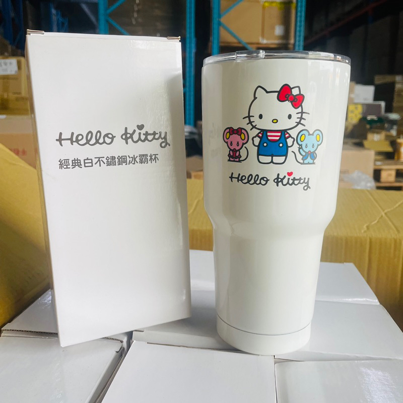 Hello Kitty 經典白不銹鋼 冰霸杯 水杯 吸管杯 現貨便宜賣 清倉