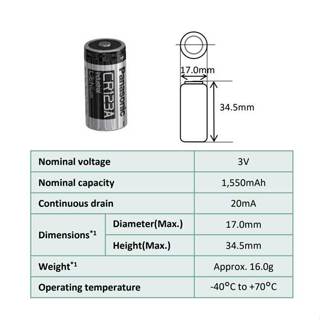 Panasonic 國際牌 CR123A 3V 鋰電池 1550mAh 相機電池 拍立得電池 黑色 可加工 10cm