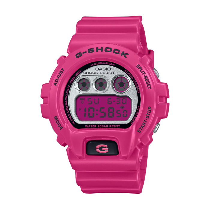 【CASIO G-SHOCK】千禧風夜光圓形休閒電子腕錶-芭比粉/DW-6900RCS-4/台灣總代理公司貨享一年保固