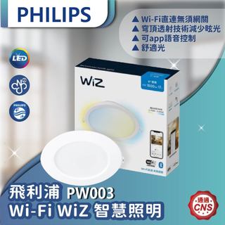 【登野企業】Philips 飛利浦 Wi-Fi WiZ 智慧照明 可調色溫 崁燈 (PW003) 15公分17W